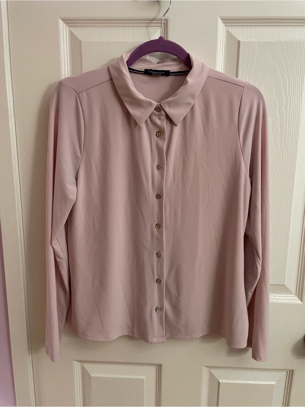 Tommy Hilfiger Button-Front Blouse in Light Mauve
